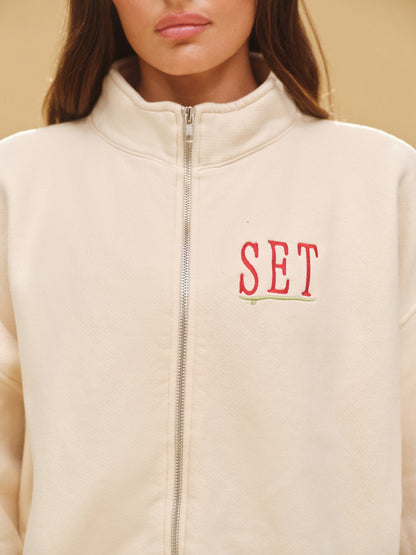 MIDWEIGHT SWEATS STAPLE SET RESORT FUNNEL ZIP - HIBISCUS | SET ACTIVE Recommended