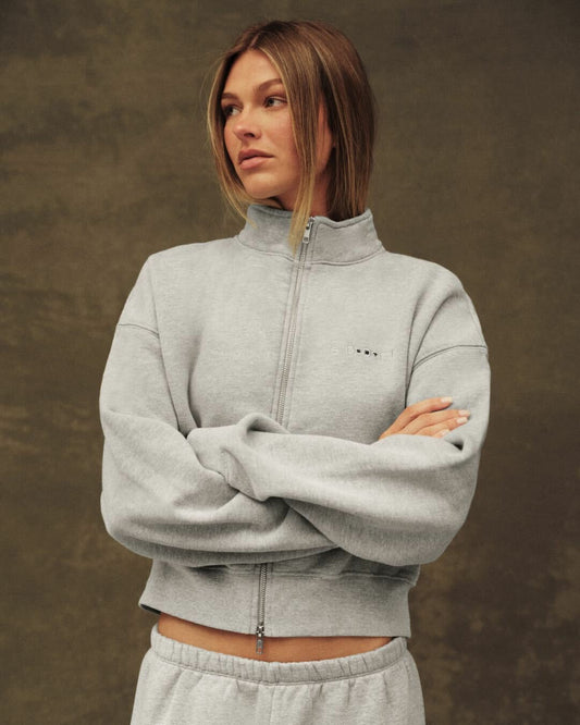 MIDWEIGHT SWEATS STAPLE SET FUNNEL ZIP - FOG HEATHER GREY | SET ACTIVE Featured